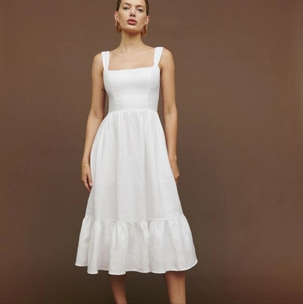 Reformation Bucatini Dress in White NEW